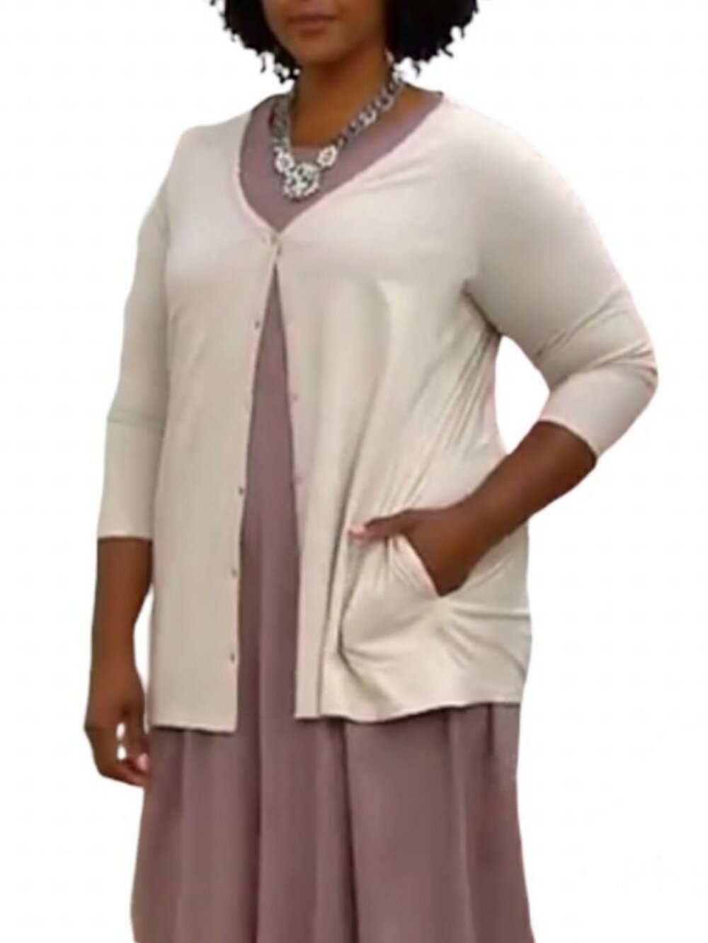 LOGO Principles by Lori Goldstein 3/4 Sleeve Cardigan